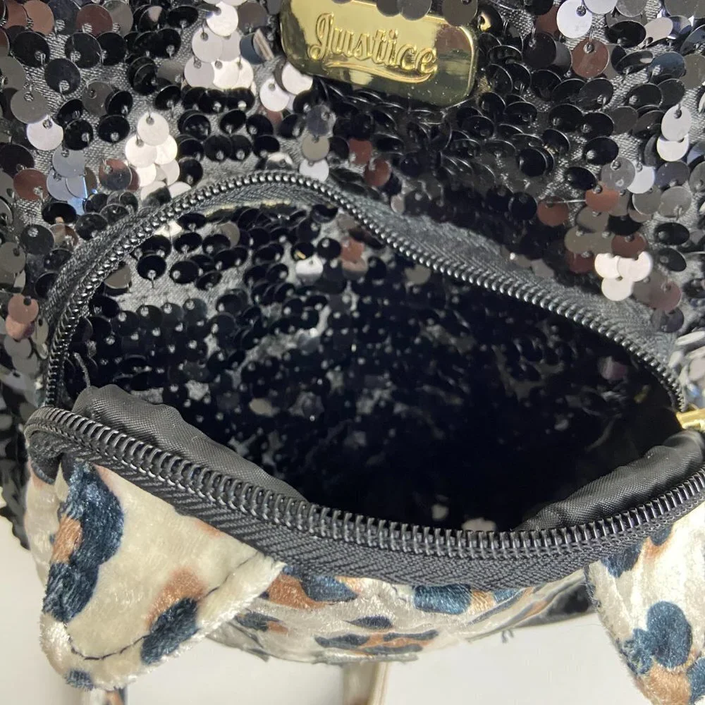 Justice mini sequin cat backpack Like new